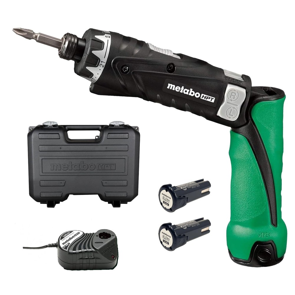 3.6V Cordless Screwdriver Set with Case and 2 Lithium Batteries