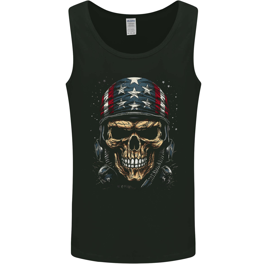 American Bandana Skull USA Biker Mens Vest Tank Top