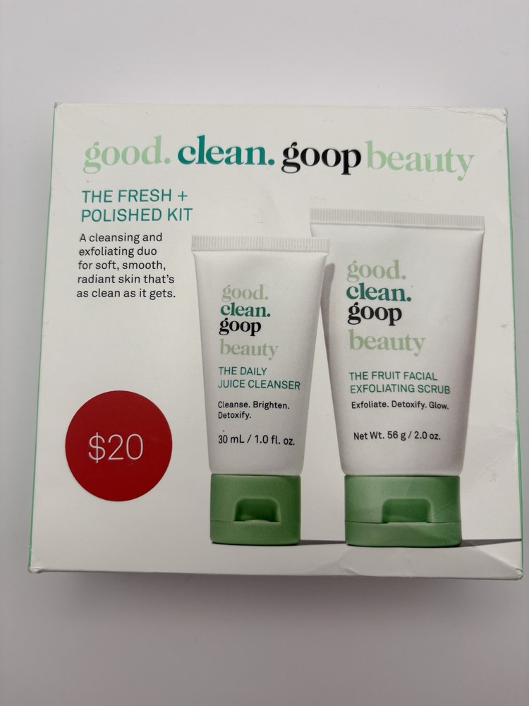 Good Clean Goop Beauty Kit Juice Cleanser & Fruit Facial Exfoliating Scrub New