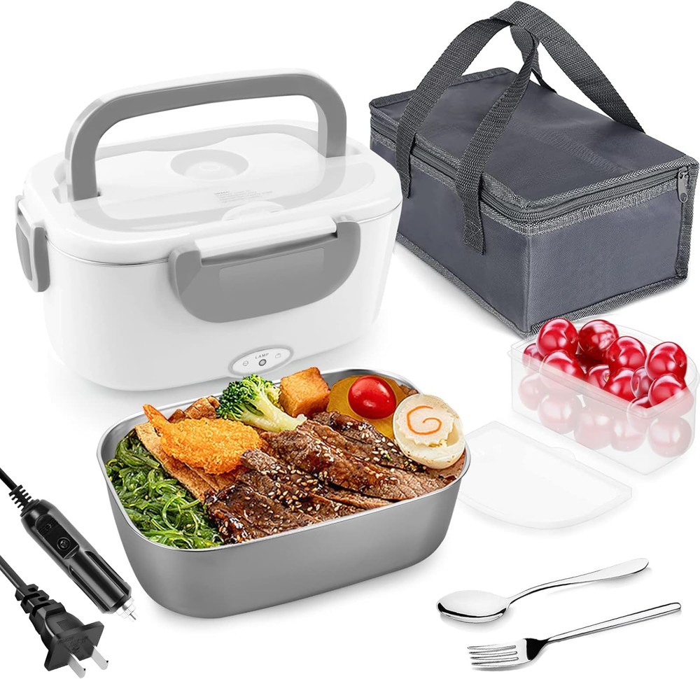 FVW Electric Lunch Box Food Heater, 3 in 1 Portable Warmer Gray