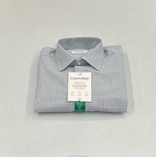 Calvin Klein Men's Wrinkle Free Dress Shirt, Blue, Size XL (17-17.5,32/33)