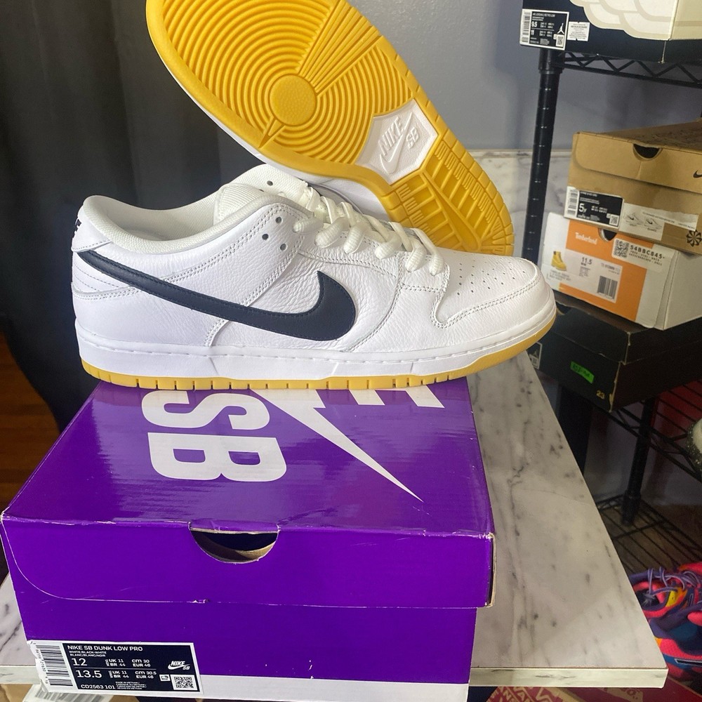Nike SB Dunk Low Pro White Gum CD2563-101 White Black Leather 2023 Sneaker
