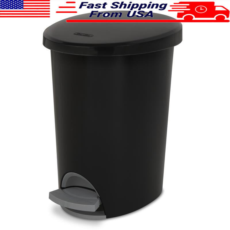 Hands-Free Step-On Trash Can Removable Liner Slim Oval Design Ideal Small Spaces