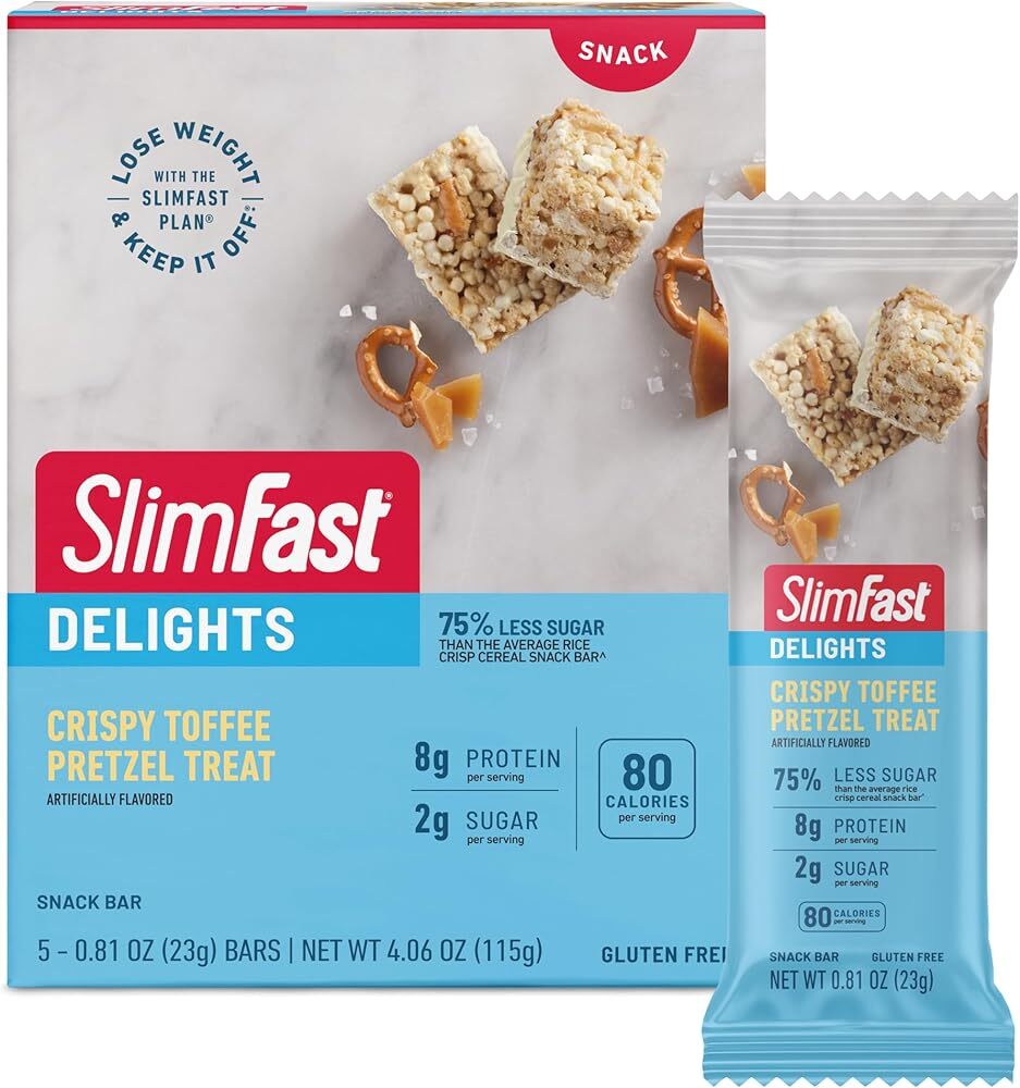 SlimFast Delights Crispy Toffee Pretzel Treat, Toffee Pretzel Snack Bar, Cris...