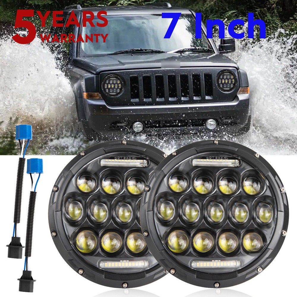 7 inch Round Hi/Lo LED Headlights DRL Projector light For 2008-2016 Jeep Patriot