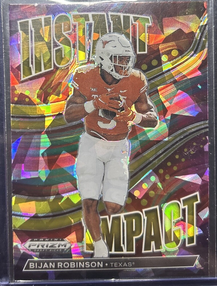2023 Panini Prizm Draft Picks Gold Ice Instant Impact II-17 Bijan Robinson Rookie