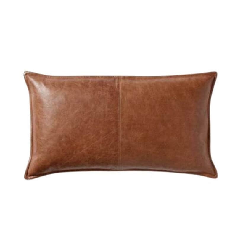 Lambskin Leather Cushion Cover  ANTIQUE BROWN Plain RECTANGLE Pillow Cover