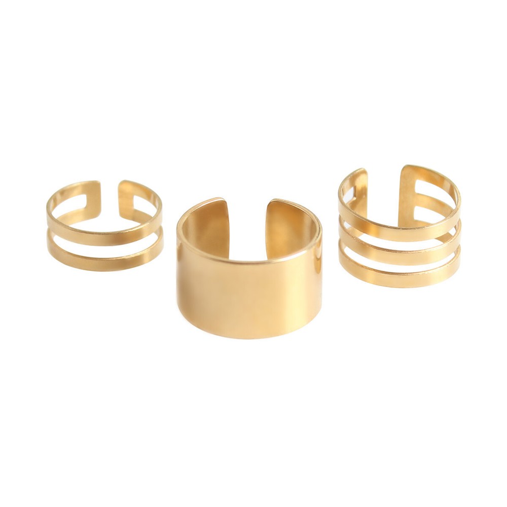 Valentines Day Adjustable Golden Plated Stacking Ring Set of 3-image