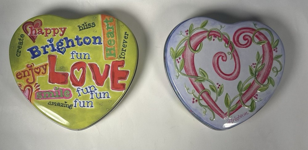 Brighton Heart Shaped Metal Jewelry Gift Box Set of 2