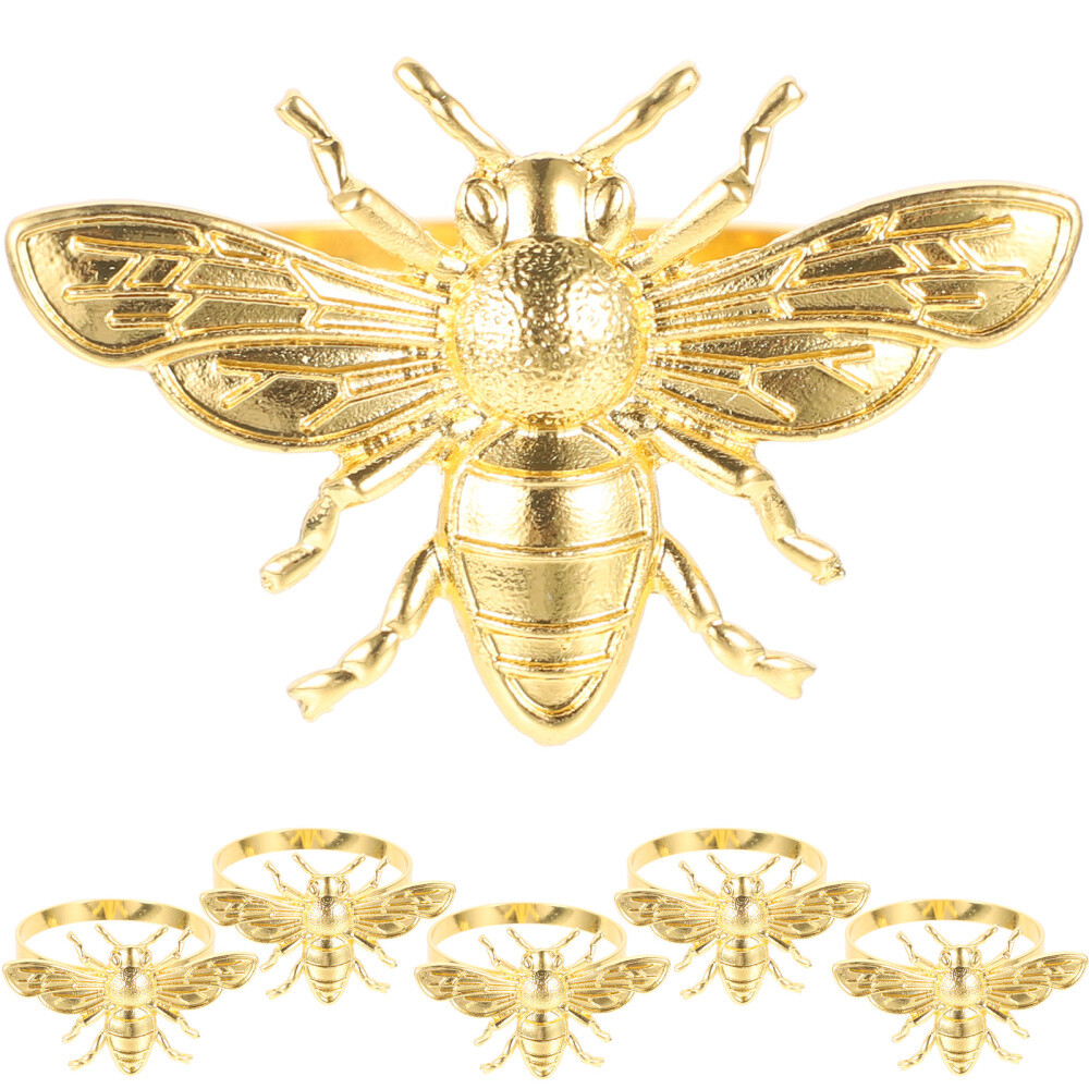 6pcs Bee Shaped Napkin Holders Metal Napkin Rings Party Dinning Table