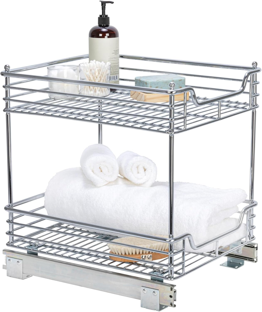 Glidez Multipurpose Chrome-Plated Steel Pull-Out/Slide-Out Storage Organizer for