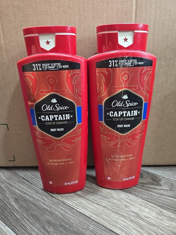2- Old Spice Captain Scent Of Bergamot Men's Body Wash, 21fl oz Each