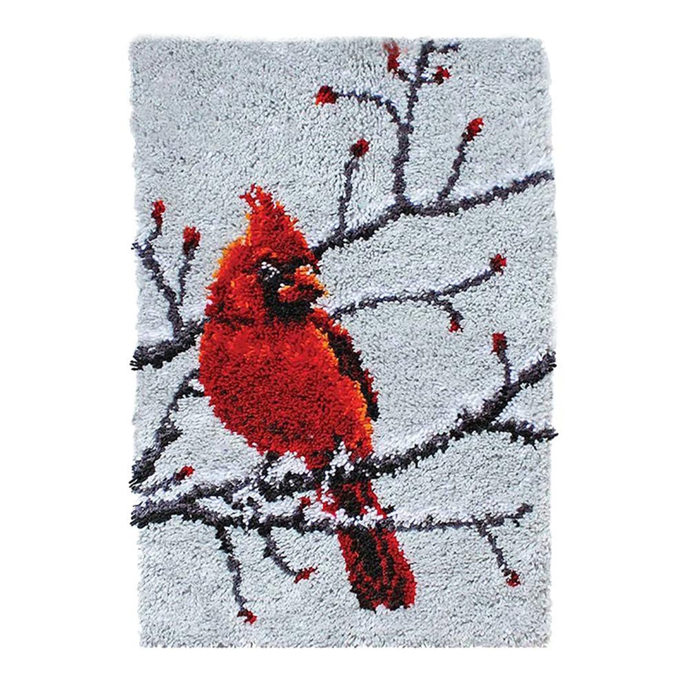 PakyKai Latch Hook Rug Kit for Adults Red Cardinal Crocheting Carpet Rug Yarn...