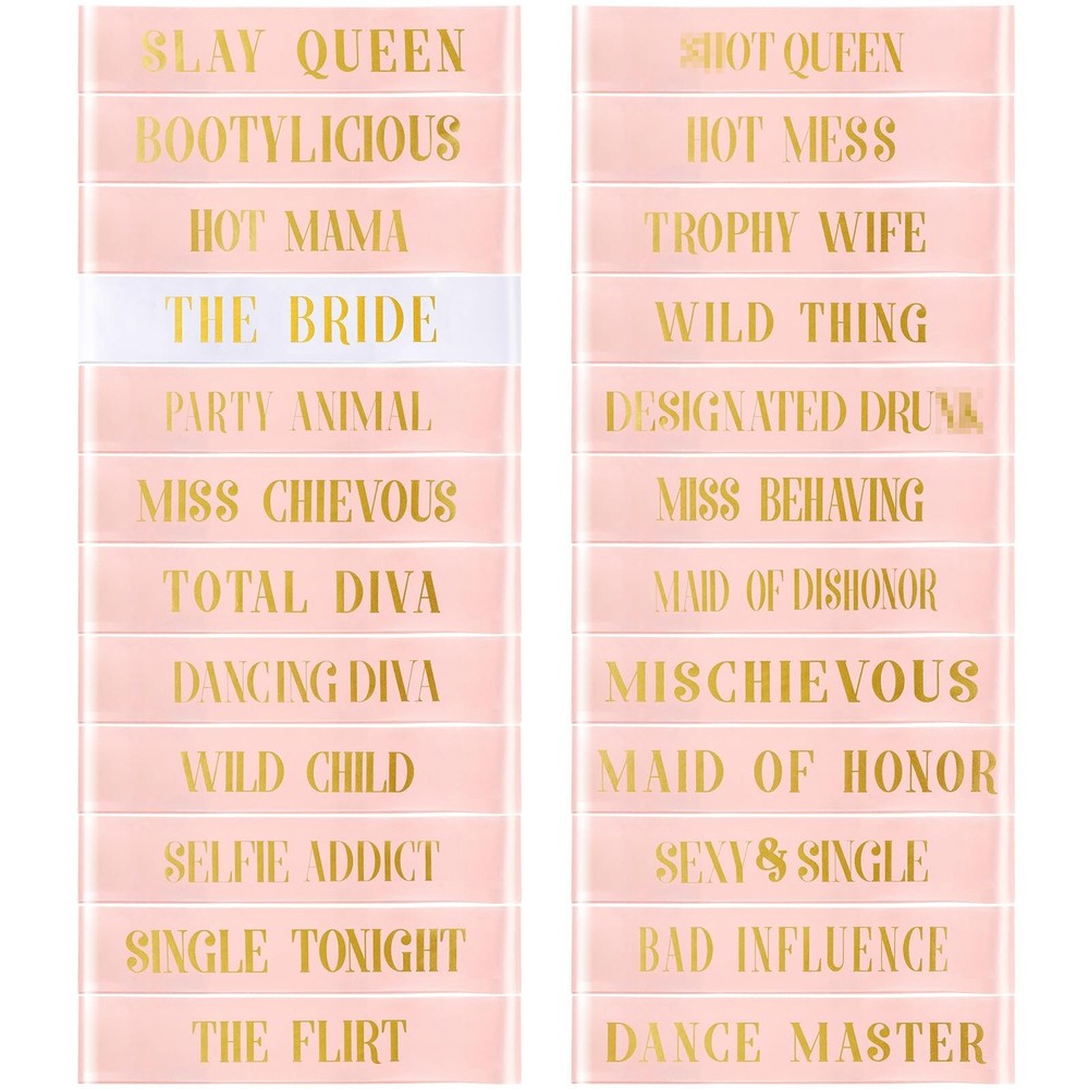 24 Pcs Bride Sash Bachelorette Party Bridesmaid Sashes Set Bridal Team Sash B...