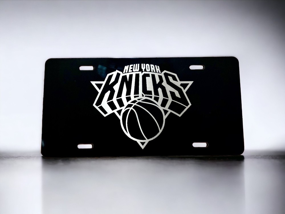 New York Knicks Laser Engraved Aluminum Front License Plate Black Metal Car Tag