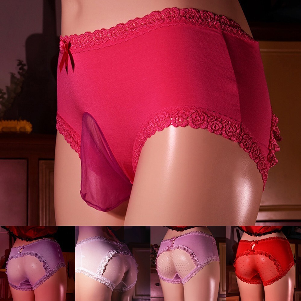 Lace Bikini Panties Men's G String Thongs Underwear JJ Closed+Egg Wrap