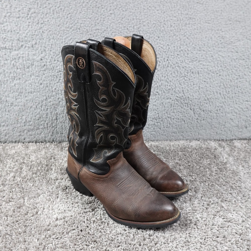 TONY LAMA  Boots Mens 10D Brown Leather RR4001 Cowboy Western Designer Slip