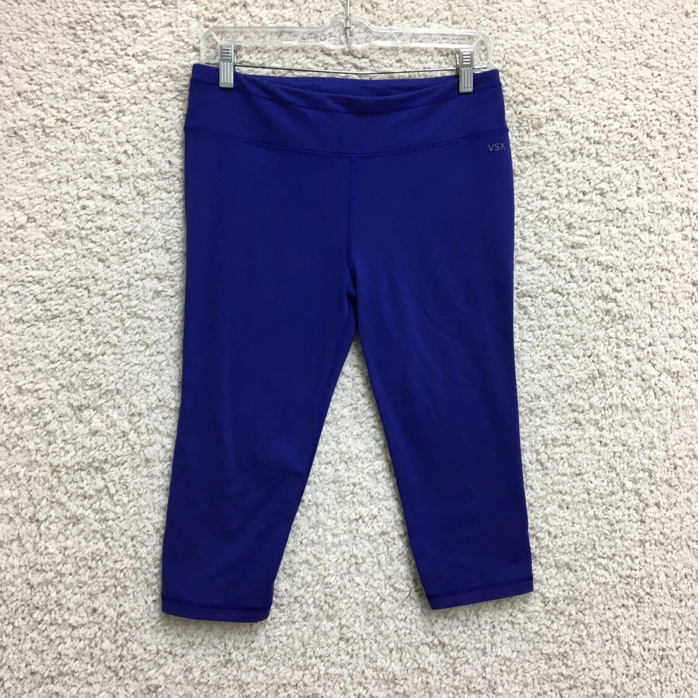 Victoria Secret VSX Knockout Crop Leggings Medium Blue Sporty Sexy Womens