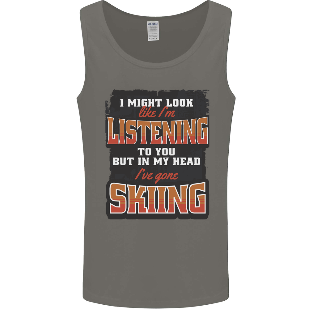 In My Head I've Gone Skiing Funny Skier Mens Vest Tank Top
