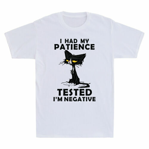 I Had My Patience Tested I'm Negative Funny Black Cat Men's Short Sleeve T-Shirt
