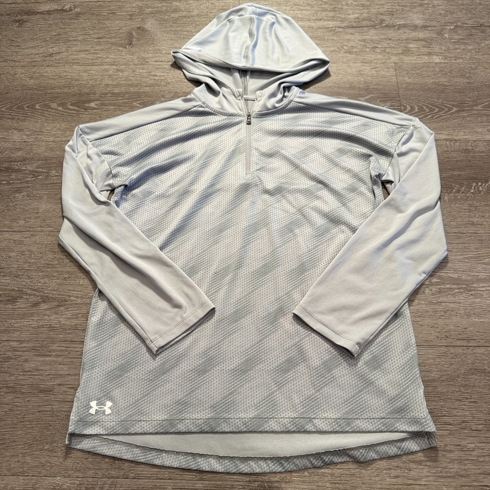Under Armour Sweatshirt Womens Small Gray Quarter Zip Pullover Athletic Hoodie