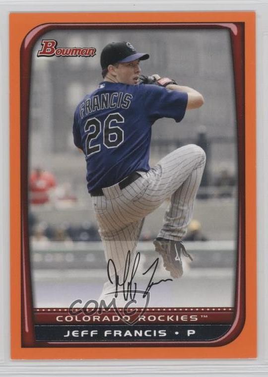 2008 Bowman Orange Jeff Francis #119 Serial Numbered to 250