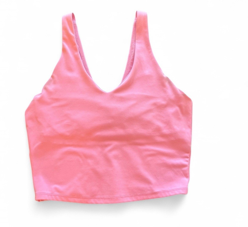 All In Motion Pink Sleeveless V-Neck Crop Top w/ Built In Bra Women’s Activewear