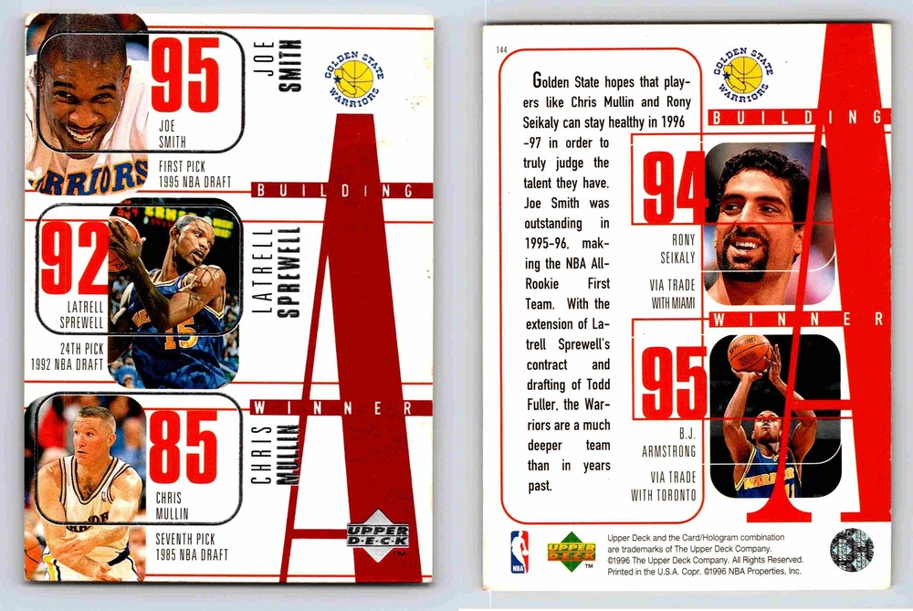Joe Smith Latrell Sprewell Chris Mullin Golden State Warriors 1996 Card