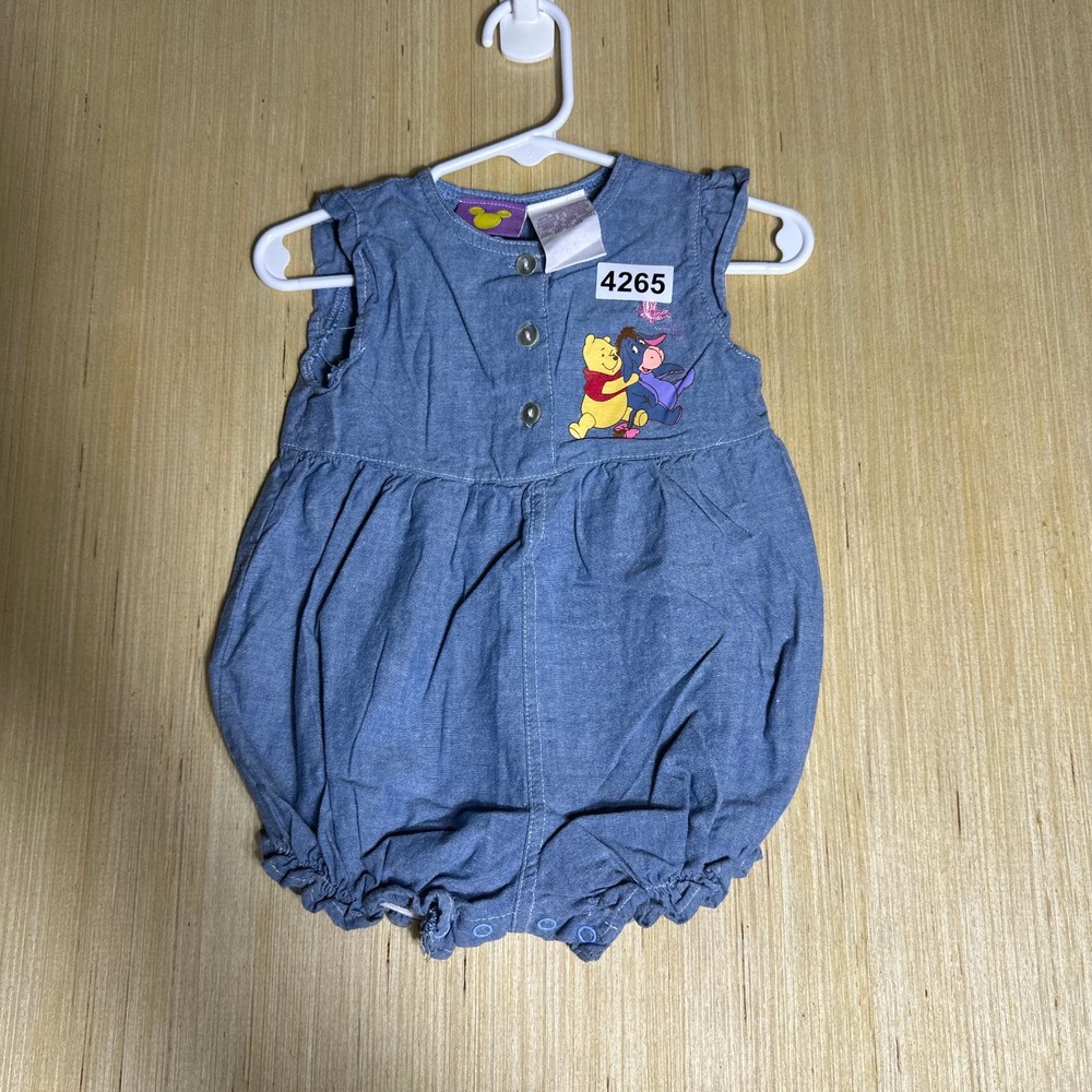 Vintage Winnie The Pooh Disney Button Romper Kids 3T Sleeveless Up Y2K