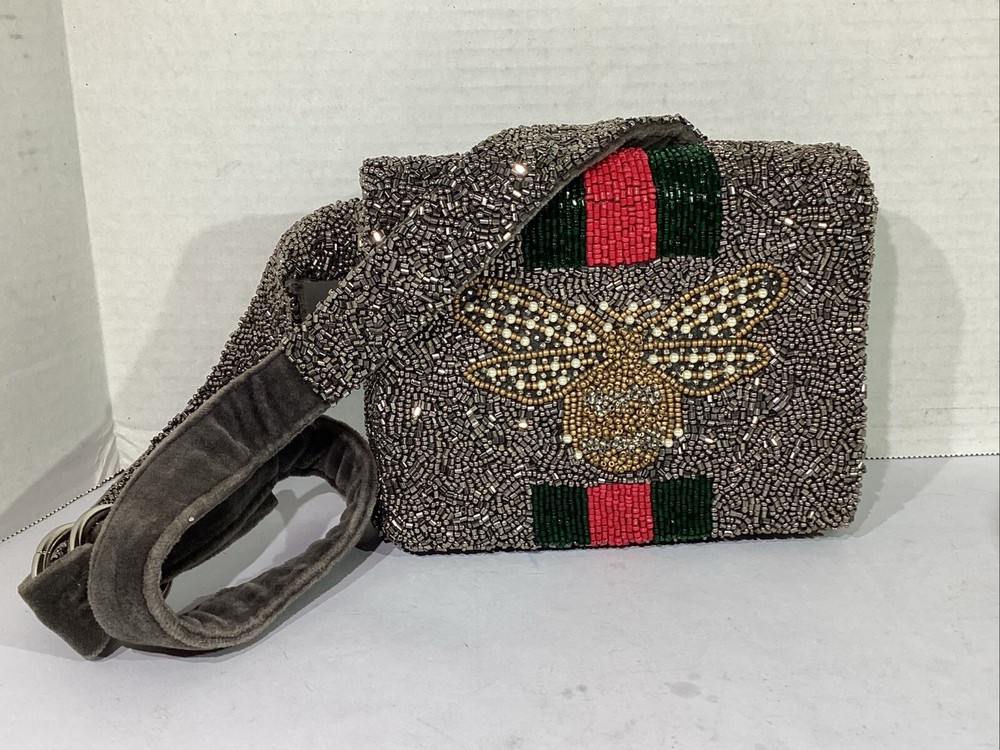 Moyna Womens Gray Beaded Belt Bag with Purse CW1-589