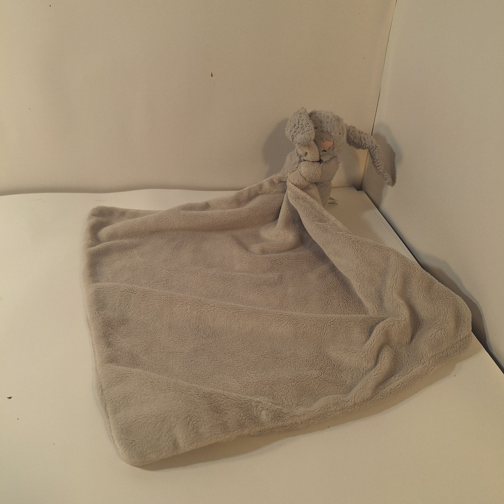 Jellycat Bashful Bunny Rabbit Gray Lovey Security Blanket 12 In Plush