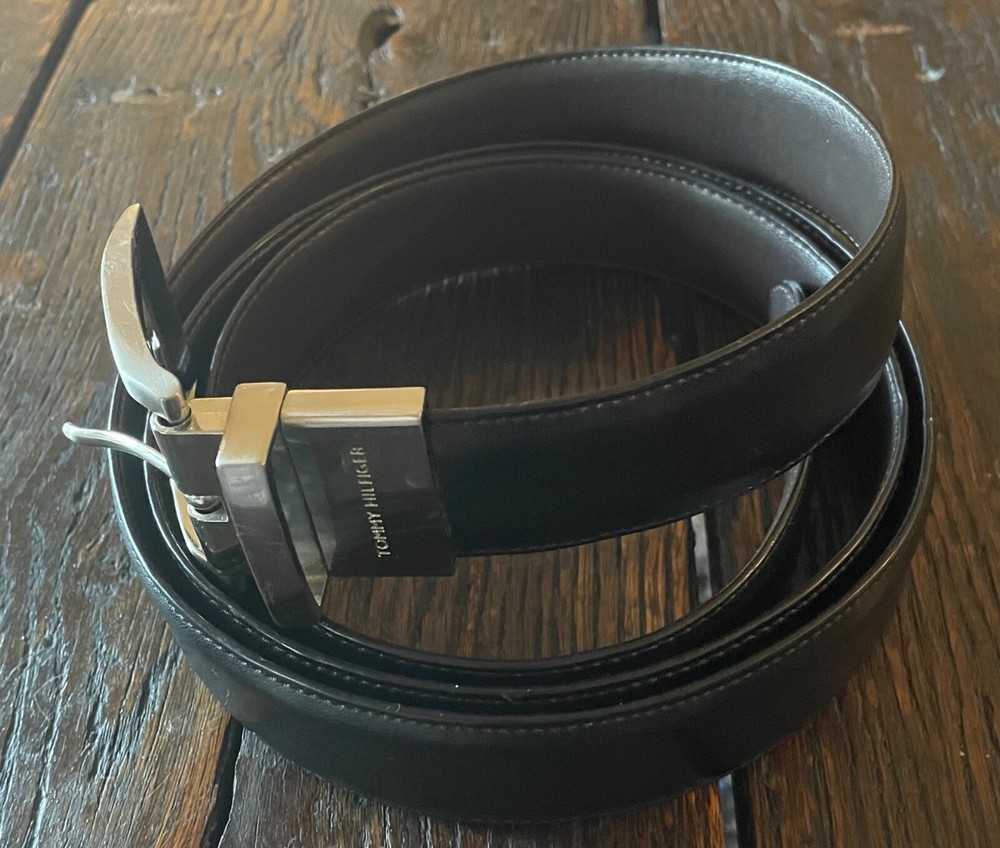 Tommy Hilfiger Black Genuine Coated Leather Belt for Big & Tall Men Size 54-56