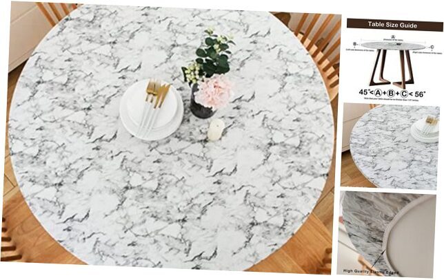 Round Vinyl Fitted Tablecloth with Flannel Backing 60