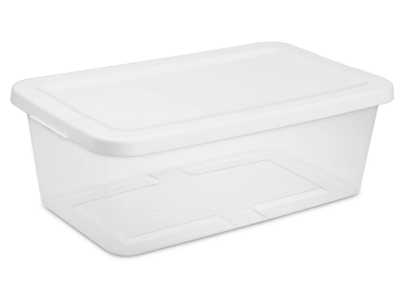 10-Pack 6 Qt Clear Plastic Storage Containers with White Lids
