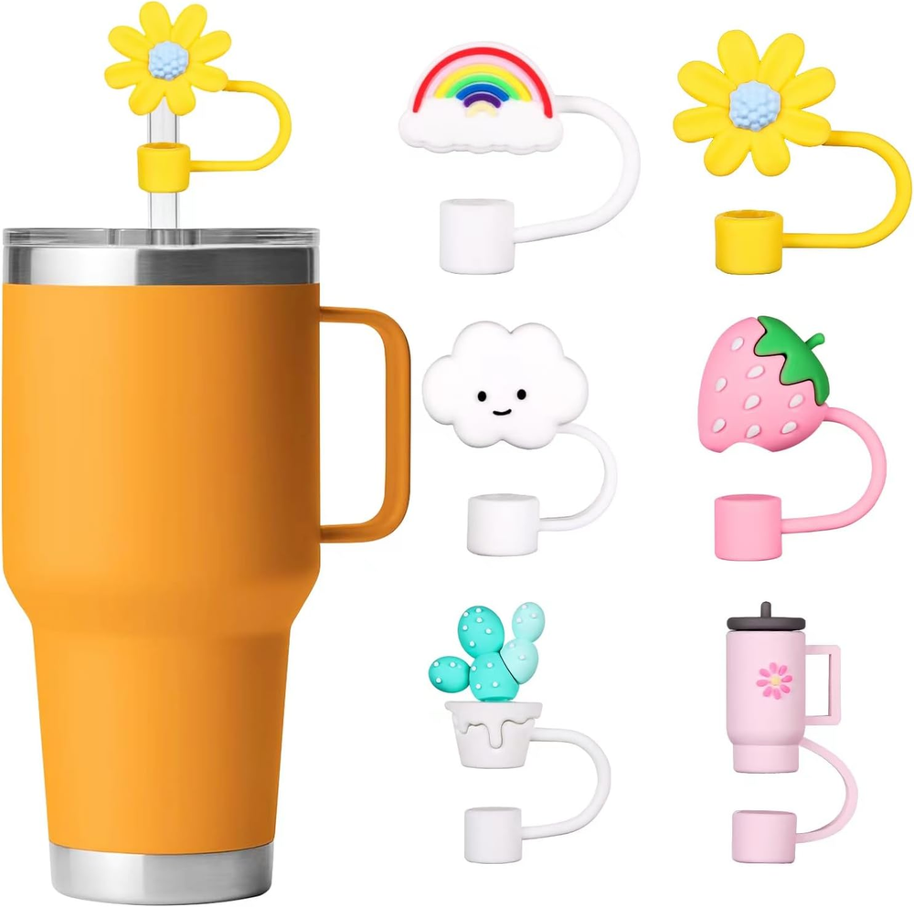 6Pcs Silicone Straw Cover Caps for Yeti Rambler Tumblers 25-42Oz