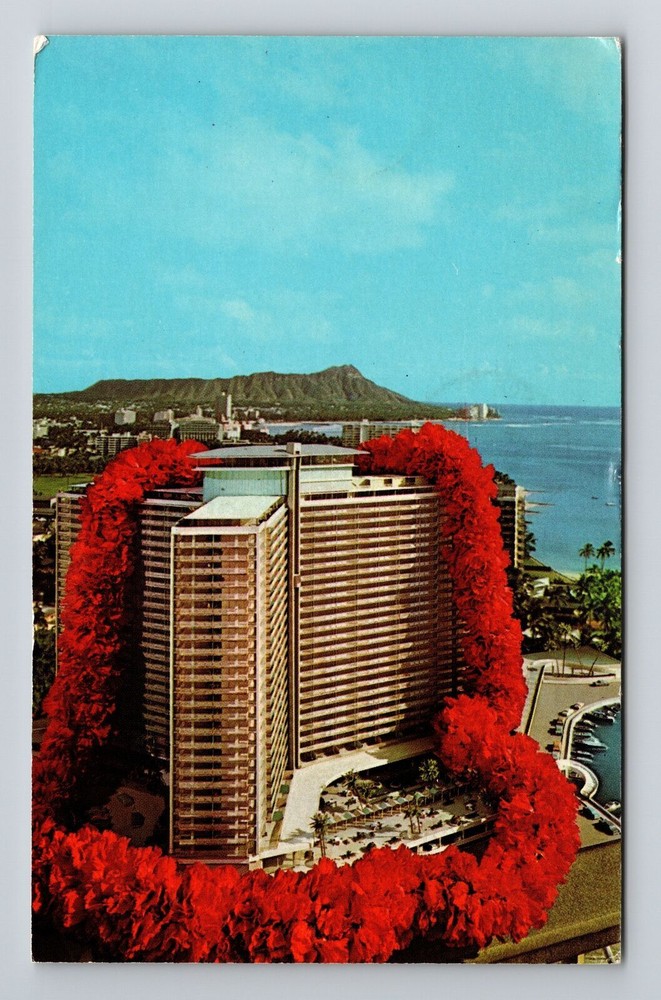 Waikiki HI-Hawaii, Ilikai, Aerial View Hotel, Vintage Postcard