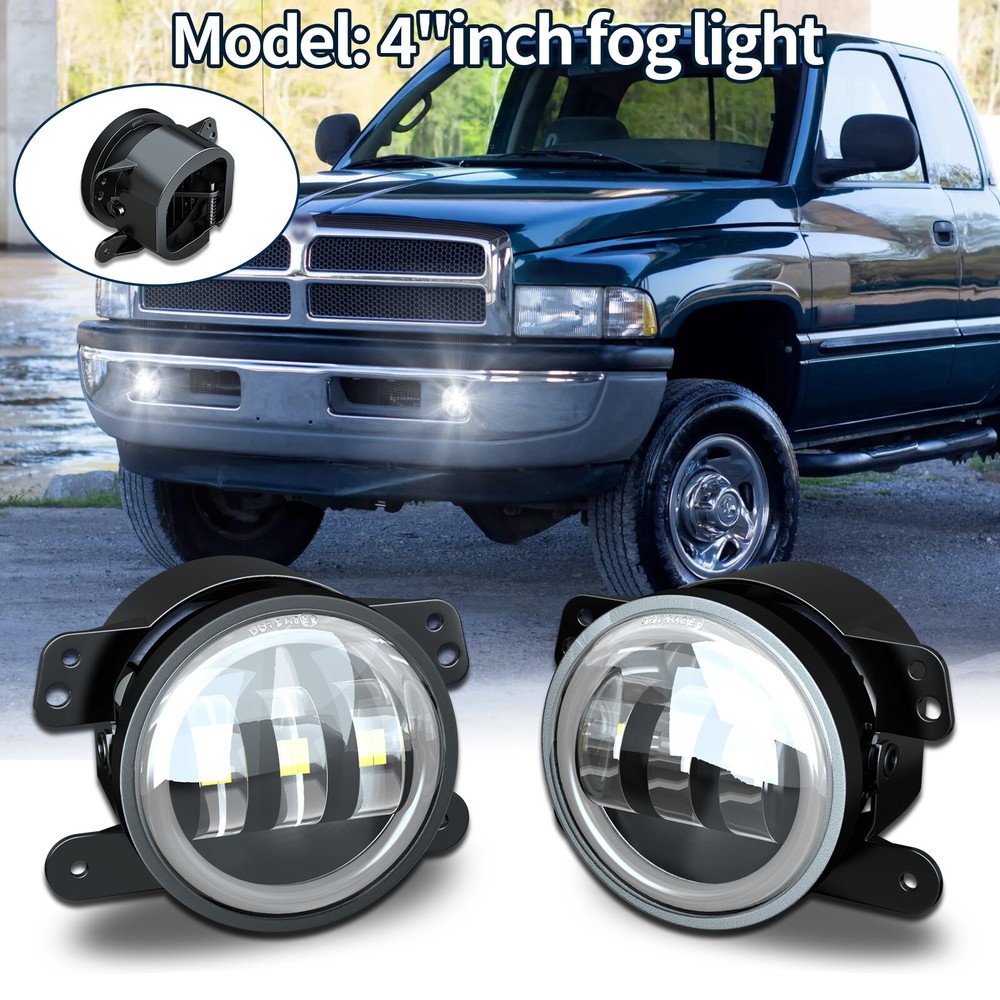 2 x 4 inch fog lights white yellow halo 30w for 94-01 dodge ram 1500 2500 3500