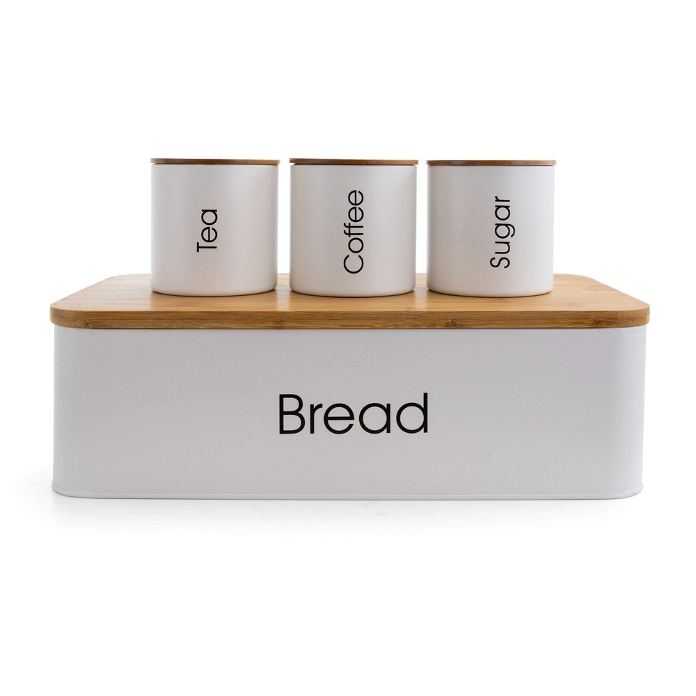 Kitchen Food Storage and Organization 4 Piece Canister Set in White
