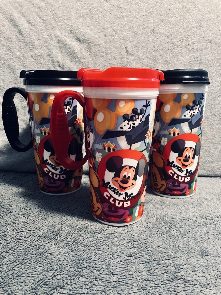 Lot 3 Disney Parks WDW Resort Refillable Travel Mug Mickey Mouse Club Black &Red