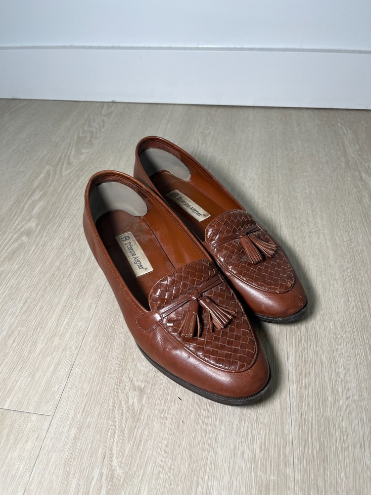 Vintage Womens 8.5 Loafers Brown Quiet Luxury Minimalist Spring Leather