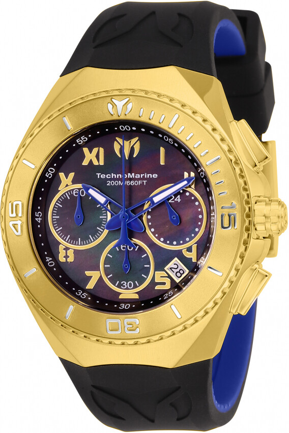 Technomarine Ocean Manta Mid-Size Mens 40mm MOP Gold Chronograph Watch TM-218023