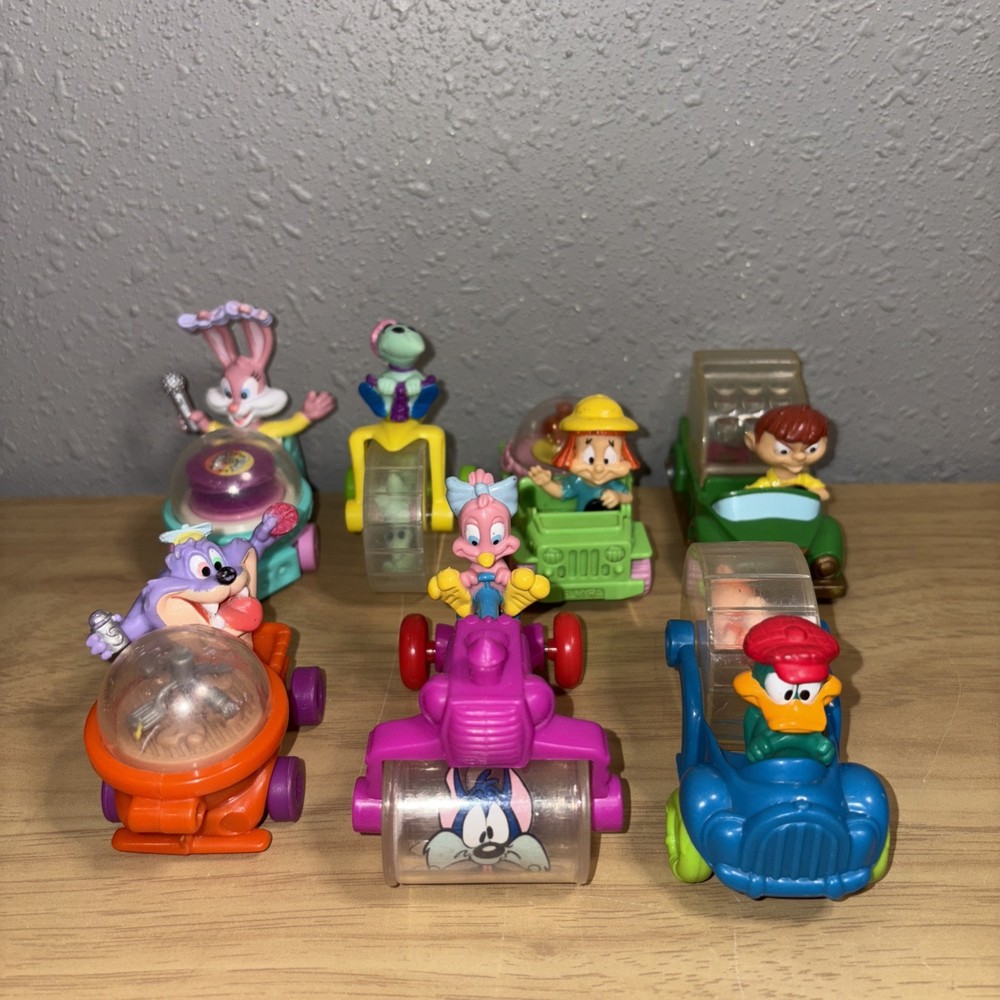 1992 Set of 7 McDonald's Happy Meal Toys, Tiny Toon Adventures - Wacky Rollers
