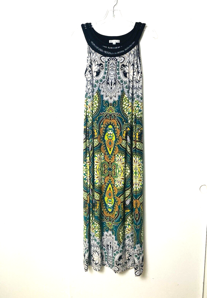 Sandra Darren Maxi Dress Women's Size 10 Multicolor Paisley Halter Neck Stretch