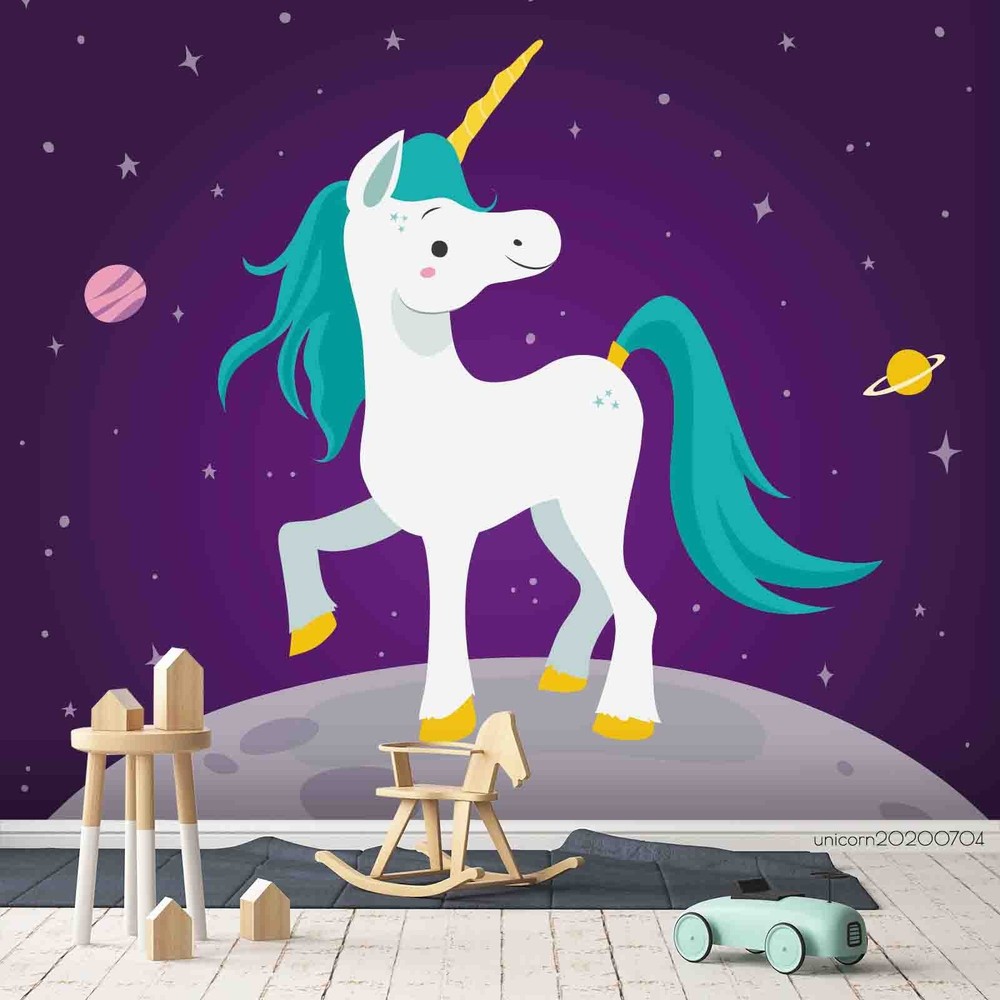 3D Unicorns Planets Illustration Wall Murals Wallpaper Murals Wall Sticker