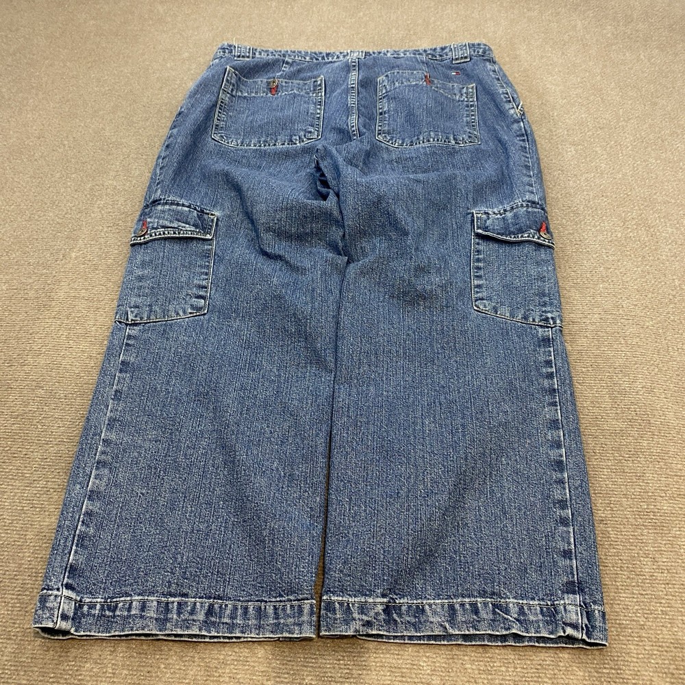 Vintage Y2K Tommy Hilfiger Crop Cargo Baggy Jeans Women’s Size 14 Fits 36W 26L