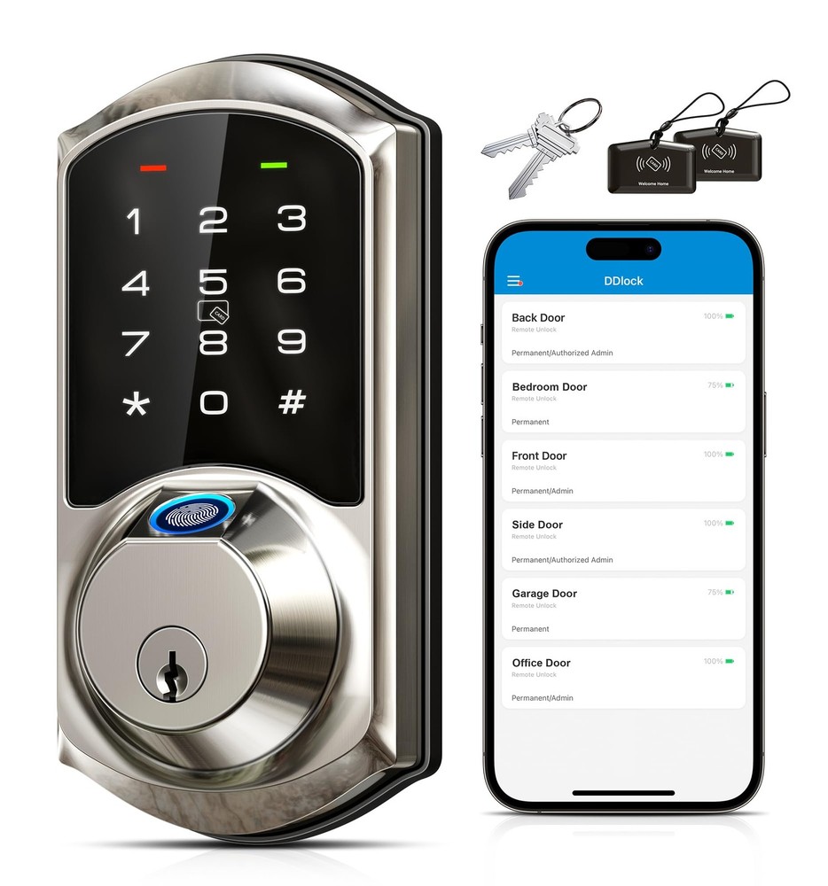 Smart 7-in-1 Keyless Entry Deadbolt Lock with App Control for Front Door