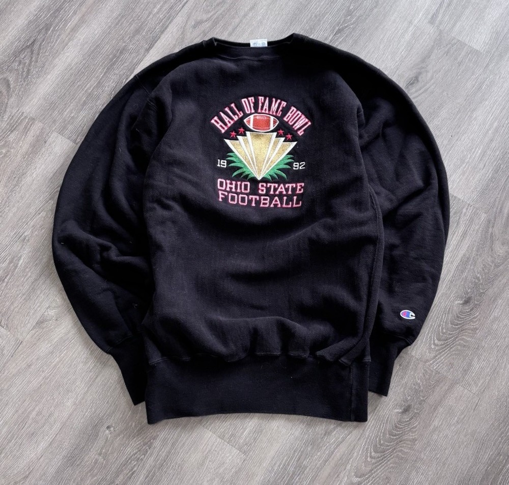 Vintage 90s Ohio State University Embroidered Black Champion Reverse Weave XXL