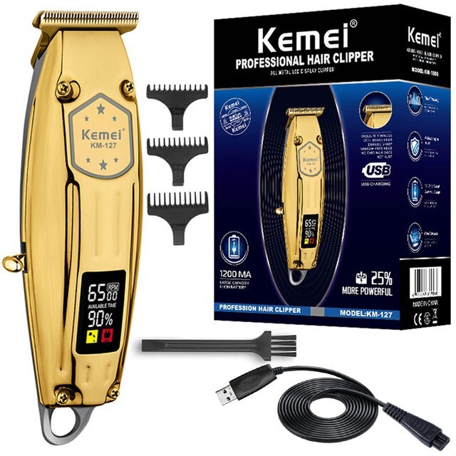 Kemei Cordless Rechargeable Hair Clipper for Men Professional Trimmer