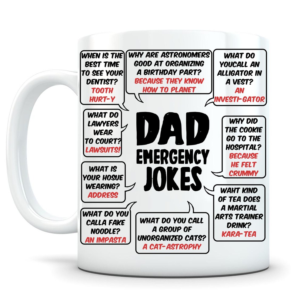 Funny Emergency Dad Jokes Mug - Perfect Father's Day Gift for Dad