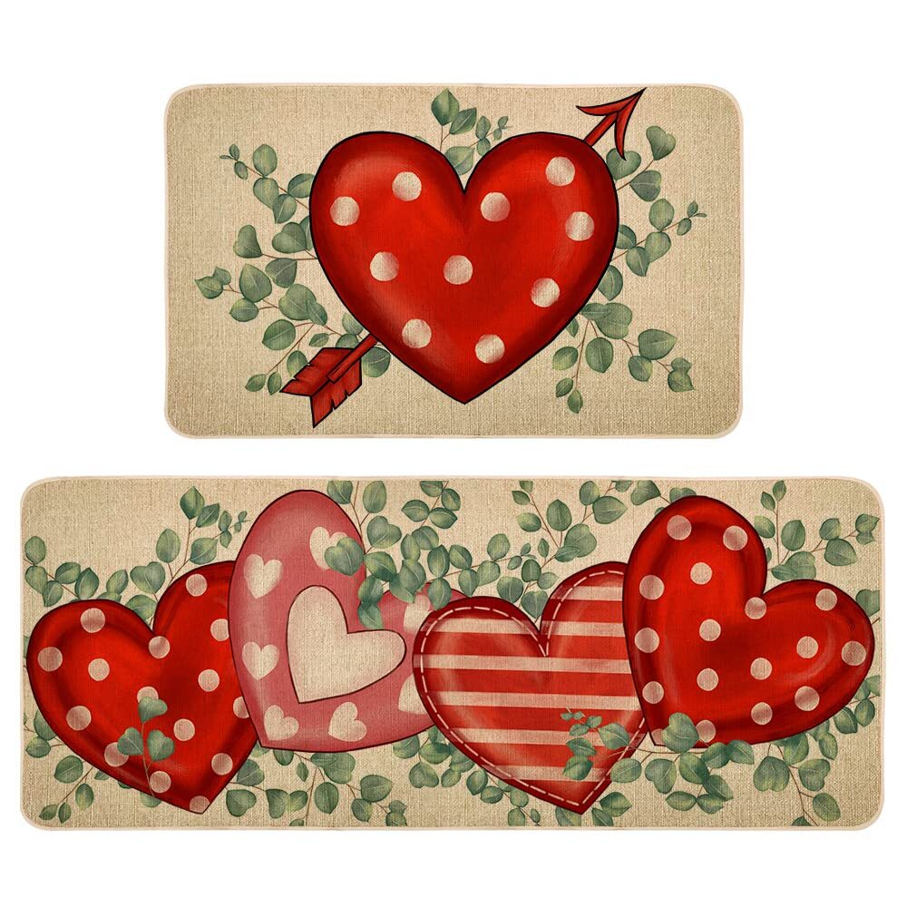 Mothers Day Love Heart Kitchen Mats Set of 2 Seasonal Valentine's Day Anniver...-image